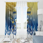 Personalized Parramatta Eels Window Curtain Y2K Grunge Aesthetic With Cyber Flames and Starburst Graphics