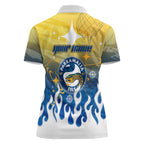 Personalized Parramatta Eels Women Polo Shirt Y2K Grunge Aesthetic With Cyber Flames and Starburst Graphics
