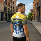 Personalized Parramatta Eels Zipper Polo Shirt Y2K Grunge Aesthetic With Cyber Flames and Starburst Graphics