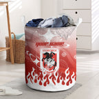 Personalized St. George Illawarra Dragons Laundry Basket Y2K Grunge Aesthetic With Cyber Flames and Starburst Graphics