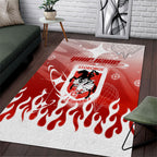 Personalized St. George Illawarra Dragons Area Rug Y2K Grunge Aesthetic With Cyber Flames and Starburst Graphics