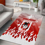 Personalized St. George Illawarra Dragons Area Rug Y2K Grunge Aesthetic With Cyber Flames and Starburst Graphics