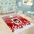 Personalized St. George Illawarra Dragons Area Rug Y2K Grunge Aesthetic With Cyber Flames and Starburst Graphics
