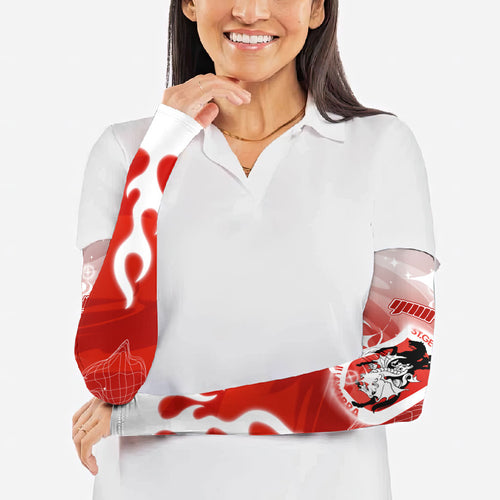 Personalized St. George Illawarra Dragons Arm Sleeves Y2K Grunge Aesthetic With Cyber Flames and Starburst Graphics