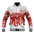 Personalized St. George Illawarra Dragons Baseball Jacket Y2K Grunge Aesthetic With Cyber Flames and Starburst Graphics
