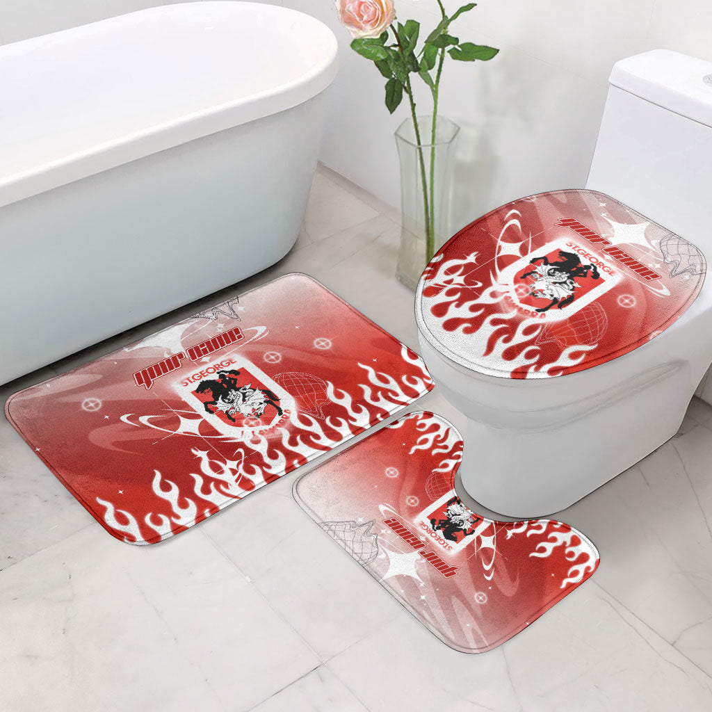 Personalized St. George Illawarra Dragons Bathroom Set Y2K Grunge Aesthetic With Cyber Flames and Starburst Graphics