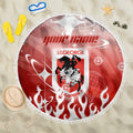 Personalized St. George Illawarra Dragons Beach Blanket Y2K Grunge Aesthetic With Cyber Flames and Starburst Graphics