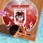 Personalized St. George Illawarra Dragons Beach Blanket Y2K Grunge Aesthetic With Cyber Flames and Starburst Graphics