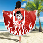 Personalized St. George Illawarra Dragons Beach Blanket Y2K Grunge Aesthetic With Cyber Flames and Starburst Graphics