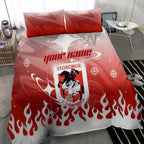 Personalized St. George Illawarra Dragons Bedding Set Y2K Grunge Aesthetic With Cyber Flames and Starburst Graphics