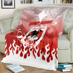 Personalized St. George Illawarra Dragons Blanket Y2K Grunge Aesthetic With Cyber Flames and Starburst Graphics
