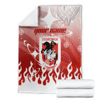 Personalized St. George Illawarra Dragons Blanket Y2K Grunge Aesthetic With Cyber Flames and Starburst Graphics