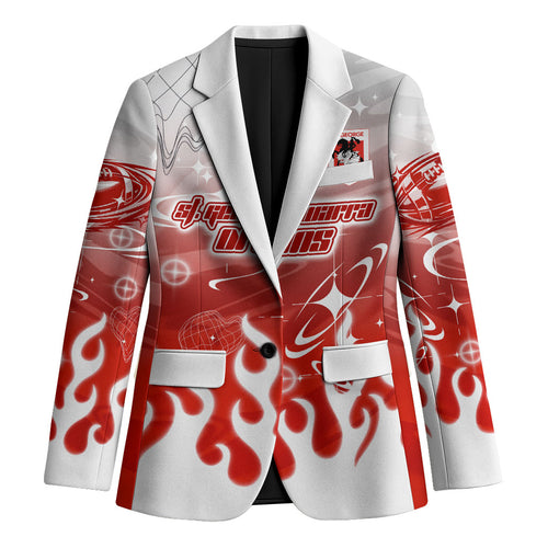 Personalized St. George Illawarra Dragons Blazer Y2K Grunge Aesthetic With Cyber Flames and Starburst Graphics
