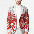 Personalized St. George Illawarra Dragons Blazer Y2K Grunge Aesthetic With Cyber Flames and Starburst Graphics