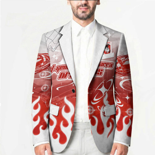 Personalized St. George Illawarra Dragons Blazer Y2K Grunge Aesthetic With Cyber Flames and Starburst Graphics