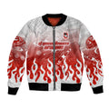 Personalized St. George Illawarra Dragons Bomber Jacket Y2K Grunge Aesthetic With Cyber Flames and Starburst Graphics