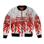 Personalized St. George Illawarra Dragons Bomber Jacket Y2K Grunge Aesthetic With Cyber Flames and Starburst Graphics