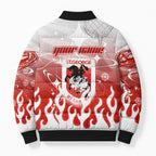 Personalized St. George Illawarra Dragons Bomber Puffer Jacket Y2K Grunge Aesthetic With Cyber Flames and Starburst Graphics