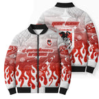 Personalized St. George Illawarra Dragons Bomber Puffer Jacket Y2K Grunge Aesthetic With Cyber Flames and Starburst Graphics