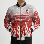 Personalized St. George Illawarra Dragons Bomber Puffer Jacket Y2K Grunge Aesthetic With Cyber Flames and Starburst Graphics