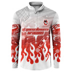 Personalized St. George Illawarra Dragons Button Sweatshirt Y2K Grunge Aesthetic With Cyber Flames and Starburst Graphics