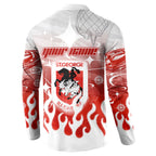 Personalized St. George Illawarra Dragons Button Sweatshirt Y2K Grunge Aesthetic With Cyber Flames and Starburst Graphics