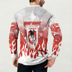 Personalized St. George Illawarra Dragons Button Sweatshirt Y2K Grunge Aesthetic With Cyber Flames and Starburst Graphics