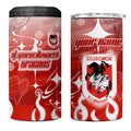 Personalized St. George Illawarra Dragons 4 in 1 Can Cooler Tumbler Y2K Grunge Aesthetic With Cyber Flames and Starburst Graphics
