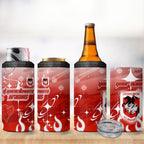 Personalized St. George Illawarra Dragons 4 in 1 Can Cooler Tumbler Y2K Grunge Aesthetic With Cyber Flames and Starburst Graphics