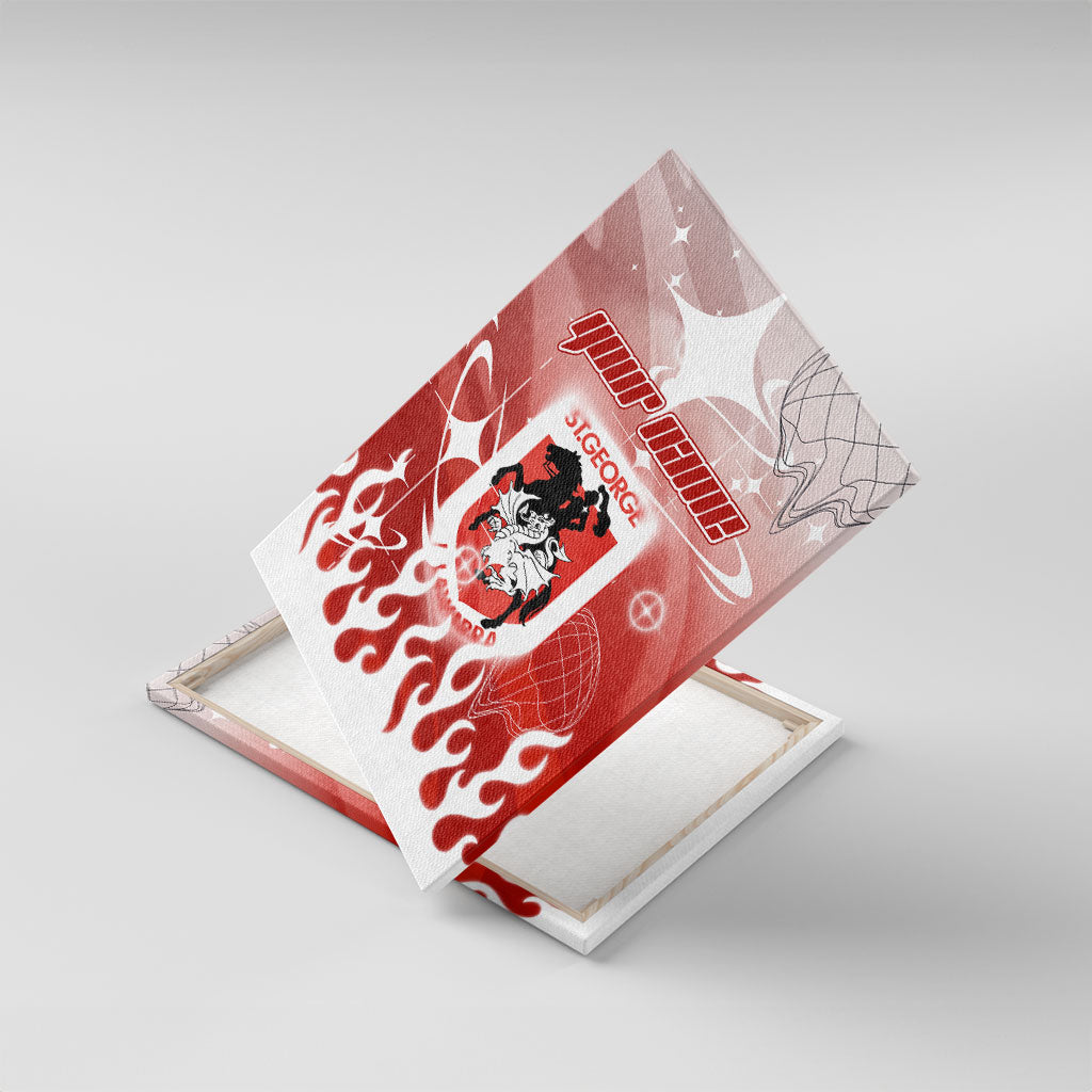 Personalized St. George Illawarra Dragons Canvas Wall Art Y2K Grunge Aesthetic With Cyber Flames and Starburst Graphics