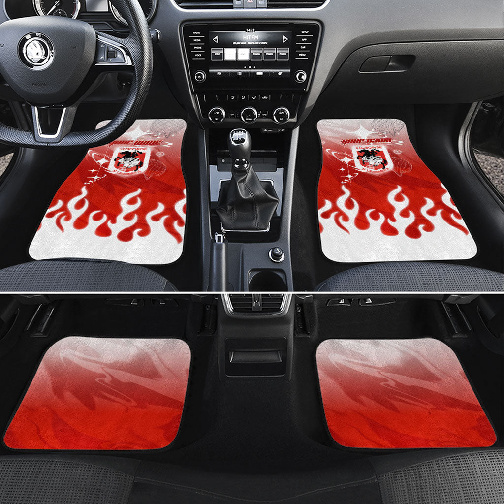 Personalized St. George Illawarra Dragons Car Mats Y2K Grunge Aesthetic With Cyber Flames and Starburst Graphics