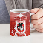 Personalized St. George Illawarra Dragons Ceramic Mug Y2K Grunge Aesthetic With Cyber Flames and Starburst Graphics