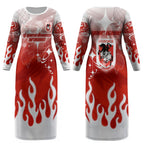 Personalized St. George Illawarra Dragons Couples Matching Long Sleeve Bodycon Dress and Hawaiian Shirt Y2K Grunge Aesthetic With Cyber Flames and Starburst Graphics