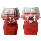 Personalized St. George Illawarra Dragons Couples Matching Off Shoulder Short Dress and Long Sleeve Button Shirt Y2K Grunge Aesthetic With Cyber Flames and Starburst Graphics