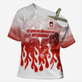 Personalized St. George Illawarra Dragons Cross Shoulder Shirt Y2K Grunge Aesthetic With Cyber Flames and Starburst Graphics