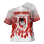 Personalized St. George Illawarra Dragons Cross Shoulder Shirt Y2K Grunge Aesthetic With Cyber Flames and Starburst Graphics