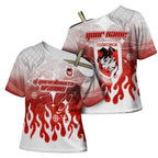 Personalized St. George Illawarra Dragons Cross Shoulder Shirt Y2K Grunge Aesthetic With Cyber Flames and Starburst Graphics