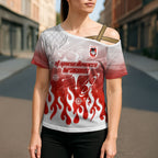 Personalized St. George Illawarra Dragons Cross Shoulder Shirt Y2K Grunge Aesthetic With Cyber Flames and Starburst Graphics