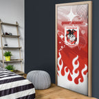 Personalized St. George Illawarra Dragons Door Cover Y2K Grunge Aesthetic With Cyber Flames and Starburst Graphics