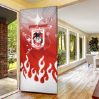 Personalized St. George Illawarra Dragons Door Cover Y2K Grunge Aesthetic With Cyber Flames and Starburst Graphics