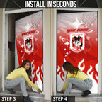 Personalized St. George Illawarra Dragons Door Cover Y2K Grunge Aesthetic With Cyber Flames and Starburst Graphics