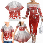 Personalized St. George Illawarra Dragons Family Matching Off The Shoulder Long Sleeve Dress and Hawaiian Shirt Y2K Grunge Aesthetic With Cyber Flames and Starburst Graphics