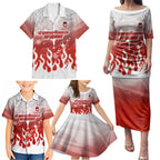 Personalized St. George Illawarra Dragons Family Matching Puletasi and Hawaiian Shirt Y2K Grunge Aesthetic With Cyber Flames and Starburst Graphics