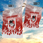 Personalized St. George Illawarra Dragons Garden Flag Y2K Grunge Aesthetic With Cyber Flames and Starburst Graphics