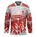 Personalized St. George Illawarra Dragons Hockey Jersey Y2K Grunge Aesthetic With Cyber Flames and Starburst Graphics