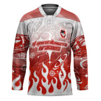 Personalized St. George Illawarra Dragons Hockey Jersey Y2K Grunge Aesthetic With Cyber Flames and Starburst Graphics