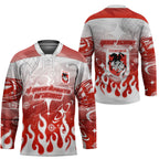 Personalized St. George Illawarra Dragons Hockey Jersey Y2K Grunge Aesthetic With Cyber Flames and Starburst Graphics