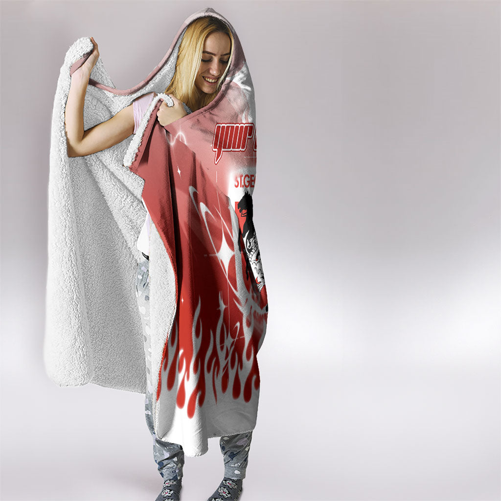 Personalized St. George Illawarra Dragons Hooded Blanket Y2K Grunge Aesthetic With Cyber Flames and Starburst Graphics