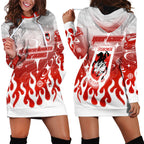 Personalized St. George Illawarra Dragons Hoodie Dress Y2K Grunge Aesthetic With Cyber Flames and Starburst Graphics