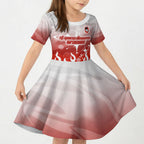 Personalized St. George Illawarra Dragons Kid Short Sleeve Dress Y2K Grunge Aesthetic With Cyber Flames and Starburst Graphics